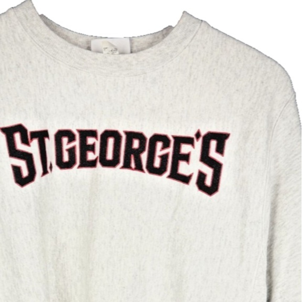 Champion Reverse Weave Sweatshirt Small St Georges Spellout Crewneck Gray